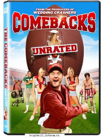 a comedy that spoofs the sports movies, the comebacks tells the story of an coach, lambeau fields,