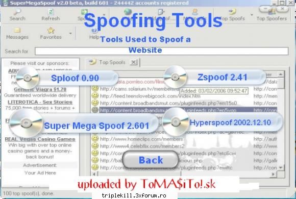 Password Hacking Tools to XXX Sites - Spoofing Tools: Sploof 0.90 Super Mega Spoof - >>>HACKING TOOLS<<<